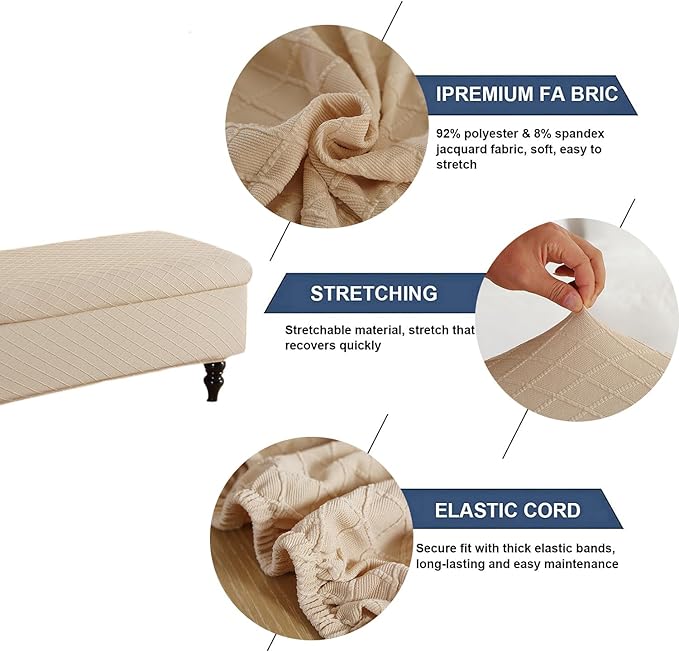FUANGUI Ottoman Cover Stretch Storage Ottoman Bench Slipcover Printed Folding Storage Bench Ottoman Cover Footrest Stool Slipcover Footstool Protector Cover with Elastic Bottom,Medium