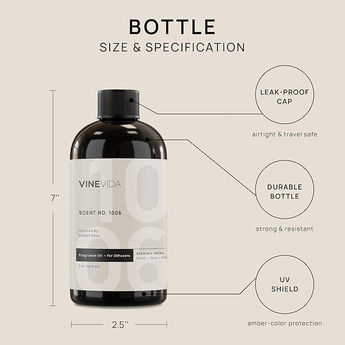VINEVIDA (16oz) Hotel Fragrance Collection Diffuser Oil - Hotel Scents Diffusers for Home - Cold Air Diffuser Oil - Hotel Scent Essential Oil - Scent No.1006 Inspired by Fairmont Hotels