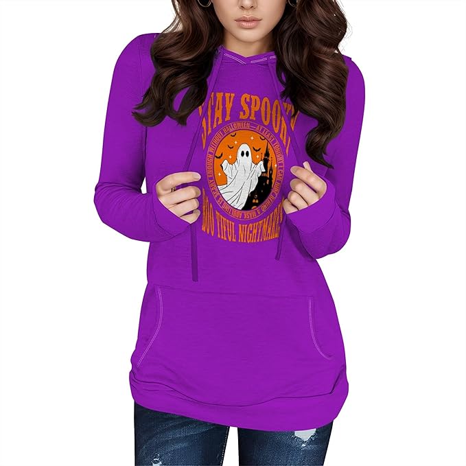 Halloween Womens Pullover Sweatshirts Trendy Drawstring Fall Sweatshirt Halloween Best Gift For Wife And Daughter