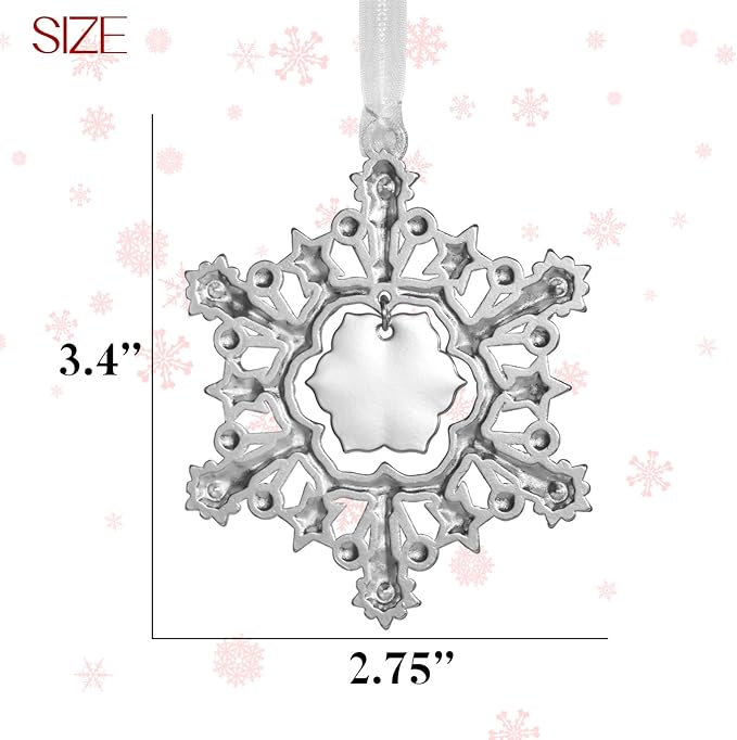 LIFE&FOOT Christmas Tree Ornaments 2025 Snowflakes Hanging Charm Decorative Pendant of Car Charm Holiday Keepsake Gift Home Decor (Silver (2025))