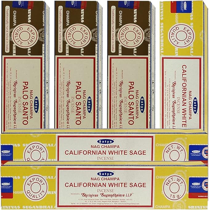 Palo Santo White Sage Incense Sticks & Holder Bundle Variety Pack from House of Nag Champa Incense Sticks and Trumiri
