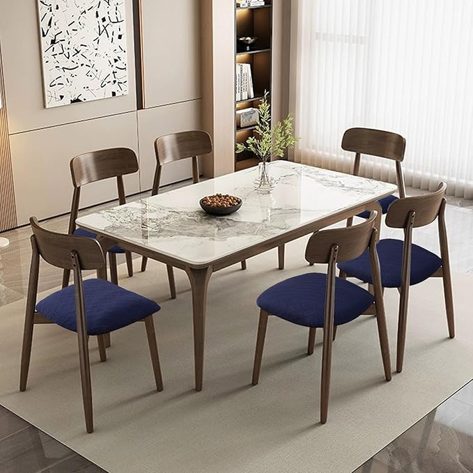 Waterproof Chair Seat Covers Set of 6 for Dining Room, Stretch Removable Washable Chair Seat Slipcovers for Home, Restaurant, Banquet,Kitchen Chair Seat Cushion Protector (Navy Blue,Small)