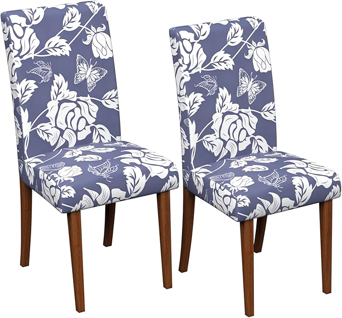 Stretch Dining Chair Covers Set of 2,Floral Print Chair Covers,Soft Removable Washable,Pet Friendly Furniture Protector,Universal Chair Slipcovers for Home, Kitchen,Ceremony Dining Room Seat