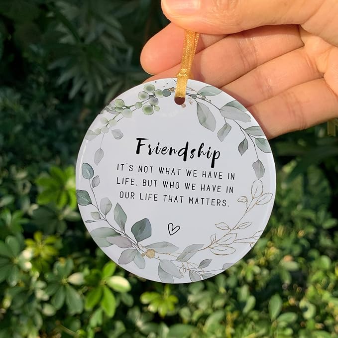 Best Friend Christmas Ornaments Gift 2025, Friendship Ornaments, Besties Forever Ornament, Friends New Year Ornaments, Ceramic Keepsake Double-Sided Printing with Gift Box,Greeting Card