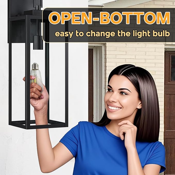22" Large Black Outdoor Sconce, 22 Inch Outdoor Wall Lantern for House Exterior Wall Light for Garage Wall Sconce Extra Large Porch Light for House Outside, E26, 1 Pack