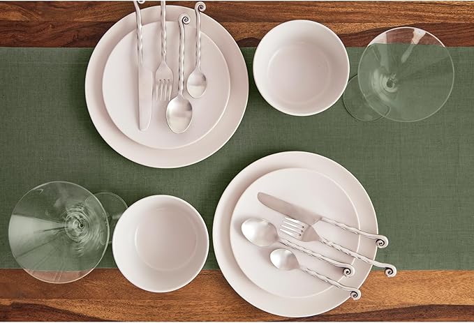 Solino Home Linen Table Runner 90 Inches Long - 100% Pure Linen Desert Green Table Runner 14 x 90 Inch for St Patricks Day - Diana Medium Weight