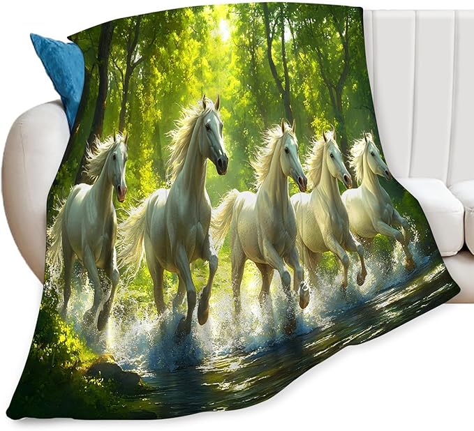 Tijuboni Horses Throw Blanket Horse Gifts for Girls Boys Women Men Kids Adults Soft Flannel Fleece Blanket for Couch Sofa Bed Home Decor 40"x50"