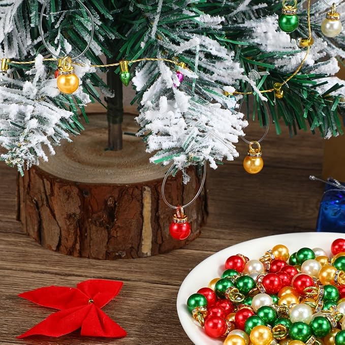 Baluue 200pcs Christmas Mini Balls Ornaments 10mm Multicolour Miniature Glitter Balls Xmas Tree Hanging Decorations for Christmas Holiday Party Decor DIY Craft Supplies