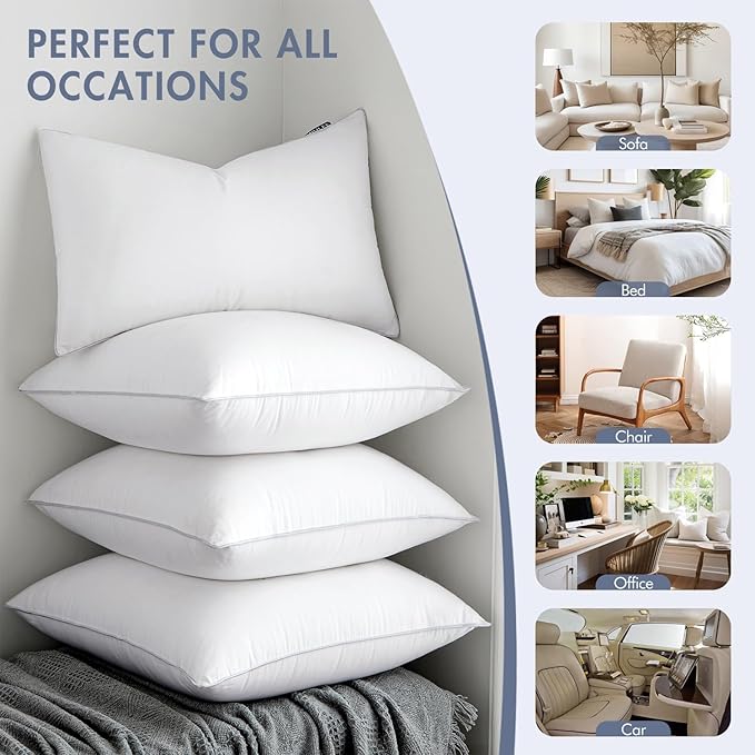 MIULEE 18 x 18 Pillow Inserts (Set of 2) -Decorative Throw Pillows for Couch Sofa with 100% Cotton Covers