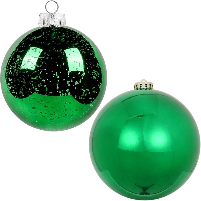 XmasExp Large Christmas Ball Ornaments,2pcs Green Giant Shatterproof Plastic Hanging Mercury Xmas Ball Decorations Christmas Tree Ornaments (Green, 6")