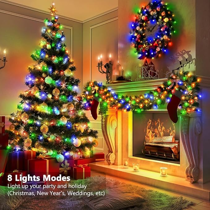 16.5ft Battery Operated String Lights (1 Pack), 50 LED Fairy String Lights Battery Powered with Remote & Timer for Indoor Outdoor Christmas Trees Wreath Decoration Bedroom Patio - Multicolor