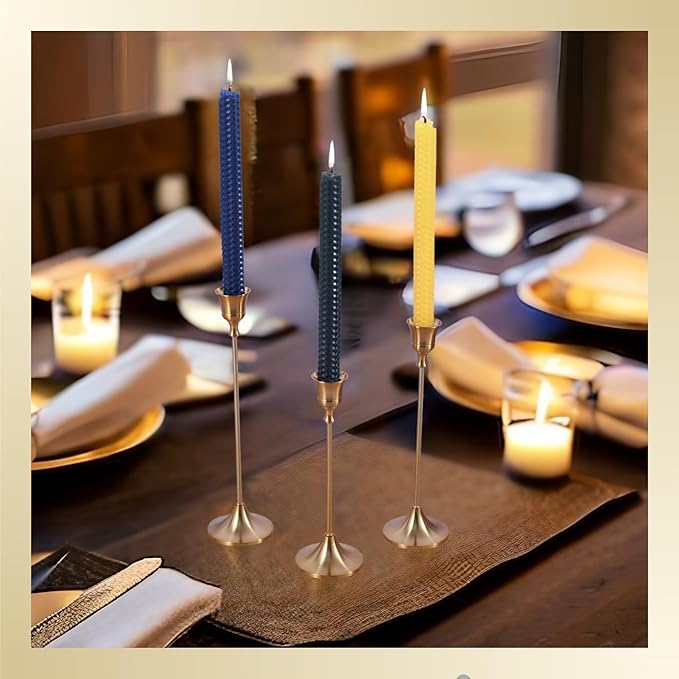 Brass Gold Candlestick Holders Set of 6, Taper Candle Holder for Candlesticks, Antique Vintage Candle Stick Candle Holders for Table Centerpieces Mantel Wedding Home Christmas Decorations