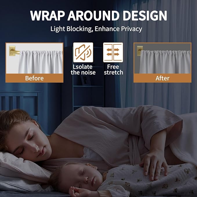 Gold Curtain Rod, Room Darkening Rods for Windows 28 to 48 Inches(2.3-4Ft), Wrap Around Curtain Rods, Heavy Duty Blackout Drapery, Modern Decorative Window Treatment Rod, Gold