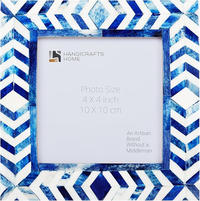 Handicrafts Home 4x4 Photo Picture Frames, Art Wall Hanging Décor - Taj-Blue