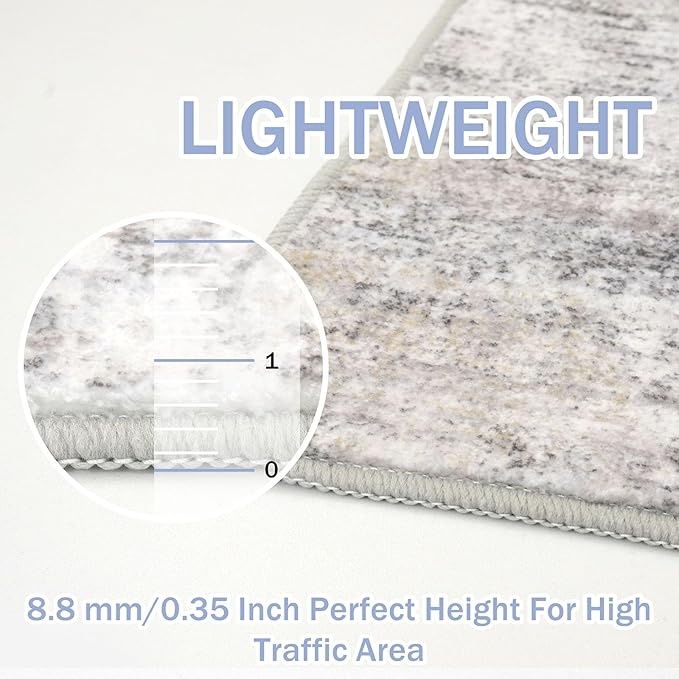 IOHOUZE Abstract Runner Rug 3x10 Ft Washable Runners for Hallways, Non Slip Kitchen Runner Printed Faux Wool Entryway Runner Indoor, Modern Abstract Floor Carpet for Hall Bedroom, Grey Beige