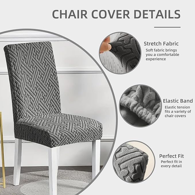 Chair Covers, Dining Room Chair Covers, Anti-cat Scratch, Washable, Regular Size, Chair Covers 4 Pack, for Kitchen, Hotel, Meeting