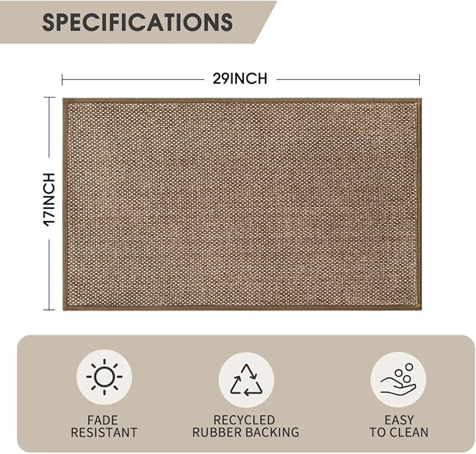 Artoid Mode Washable Kitchen Rugs and Mats Doormat Non Skid, Absorbent Rugs for Kitchen Floor Door Mat Front of Sink Hallway 17x29 Inch
