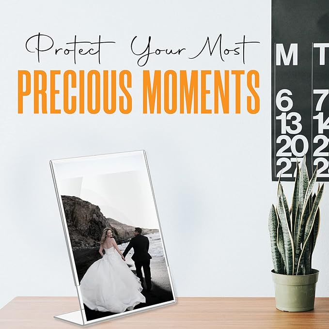 Photo Booth Nook | 4x6 Acrylic Sign Holder (12 Count) | Crystal Clear Acrylic Picture Frames 4x6 | Bulk Picture Frames | Vertical Orientation