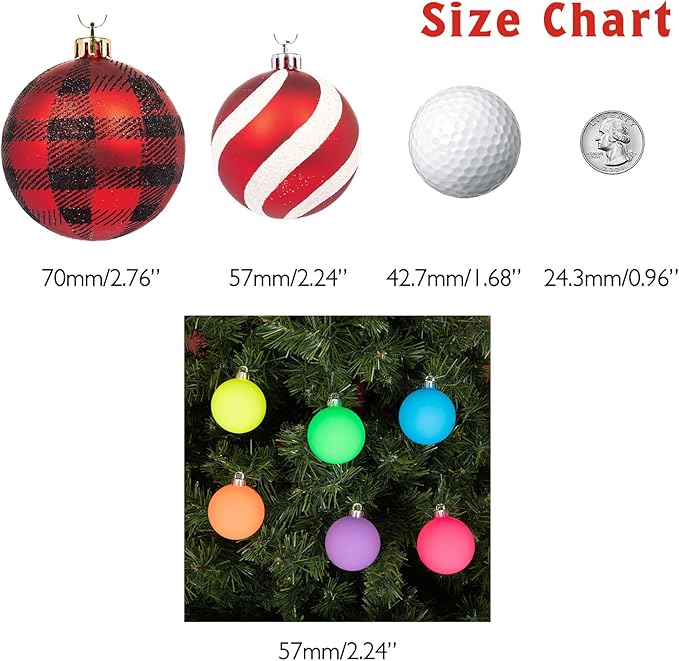 Every Day is Christmas Ornaments, Shatterproof Christmas Tree Ornament Set, Christmas Balls Decoration 50 Count(2.24"/57mm, Neon)