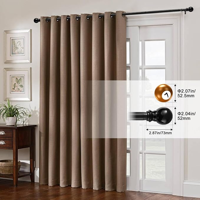 Black Curtain Rod 81 Inch - 1 Inch Heavy Duty Curtain Rods for Windows - Telescoping Adjustable Window Rod with Decorative Finals for Bedroom, Living Room, Kitchen, Bathroom