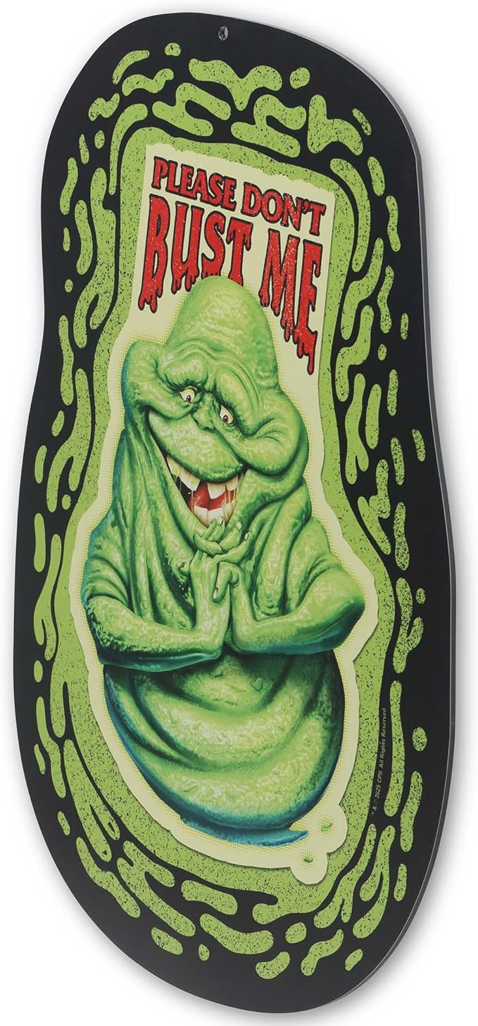 Ghostbusters Slimer Please Don't Bust Me Metal Wall Decor - Fun Ghostbusters Sign for Movie Room or Halloween Decor