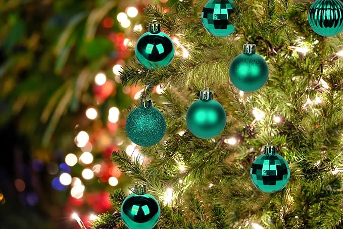 1.57" Emerald Green Christmas Ornaments for Christmas Tree 36 Pcs Mini Shatterproof Balls Christmas Tree Decorations Small Xmas Ornaments Balls with Hanging Loop for Holiday Party Wreath Home Decor