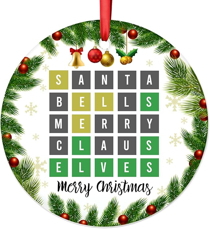 Wordle Chrismas Ornament - Funny Word Board Game Xmas Gifts for Gamers, Puzzle Challenge Lovers, Holiday Decoration 2025