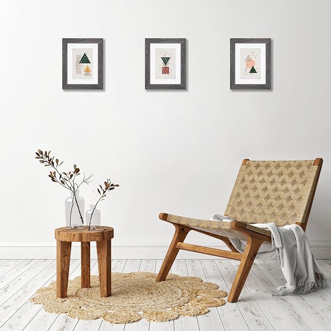 RPJC 6x8 inch Picture Frame Made of Solid Wood and High Definition Glass Display Pictures 4x6 with Mat or 6x8 Without Mat for Wall Mounting Photo Frame Natural