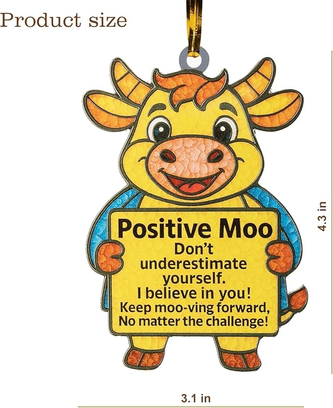 Highland Cow Ornaments for Christmas Tree, HighlandCow Ornament, Highland Cow Gifts for Woman, Positive Moo Ornament, Cute Holiday Decor for Animal Lovers, Motivational Farmhouse Christmas Keepsake