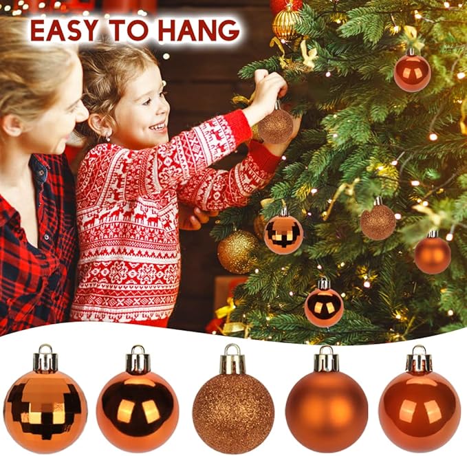 1.57" Orange Christmas Balls Ornaments 40 Pcs Shatterproof Christmas Ornaments Set Halloween Balls Ornament Orange Ornament for Xmas Tree Holiday Party