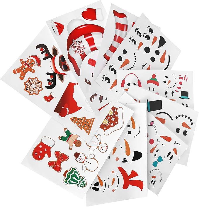 ZJchao 20 Christmas Decorative Stickers, Peel and Stick Removable PVC Wall Decals for Glass Refrigerator Mirror Door, with DIY Design for Holiday Party Decorations