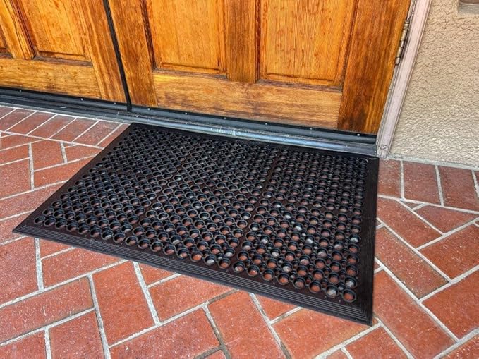 Envelor Anti Fatigue Mat 2 Pack Rubber Floor Mats Door Mat Non Slip Drainage Mat for Entryway, Kitchen, Restaurant, Garage, Heavy Duty Use Doormat, Commercial Floor Mat Industrial 24 x 36 Inches