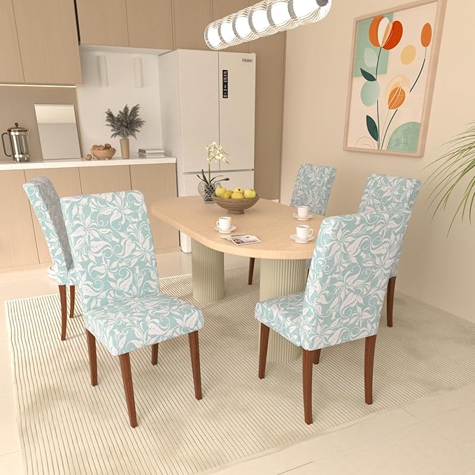 Stretch Dining Chair Covers Set of 2,Floral Print Chair Covers,Soft Removable Washable,Pet Friendly Furniture Protector,Universal Chair Slipcovers for Home, Kitchen,Ceremony Dining Room Seat