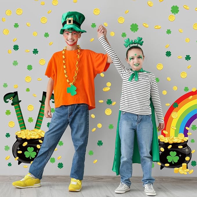 St Patricks Day Window Clings Stickers Green Lucky Shamrock Window Stickers Irish Party Window Art Seasons Decals for St Patricks School Home Office Accessories Toddlers Party Supplies (St. Patrick's)