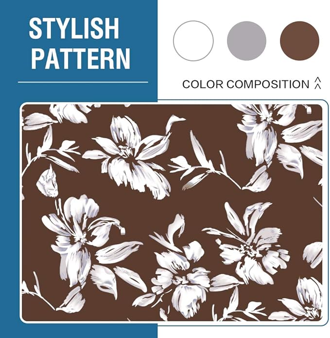 H.VERSAILTEX Stretch Dining Chair Covers Set of 6 Chair Covers for Dining Room Parsons Chair Slipcover Chair Protectors Covers Dining, Feature Modern Floral Printed Design, Chocolate