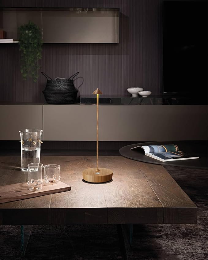 Cordless Table Lamps Rechargeable, 6000mAh Battery Operated LED Desk Lamp Outdoor Waterproof Portable Touch Dimmable Table Light for Patio Restaurant Dining Home Set of 2 Wooden