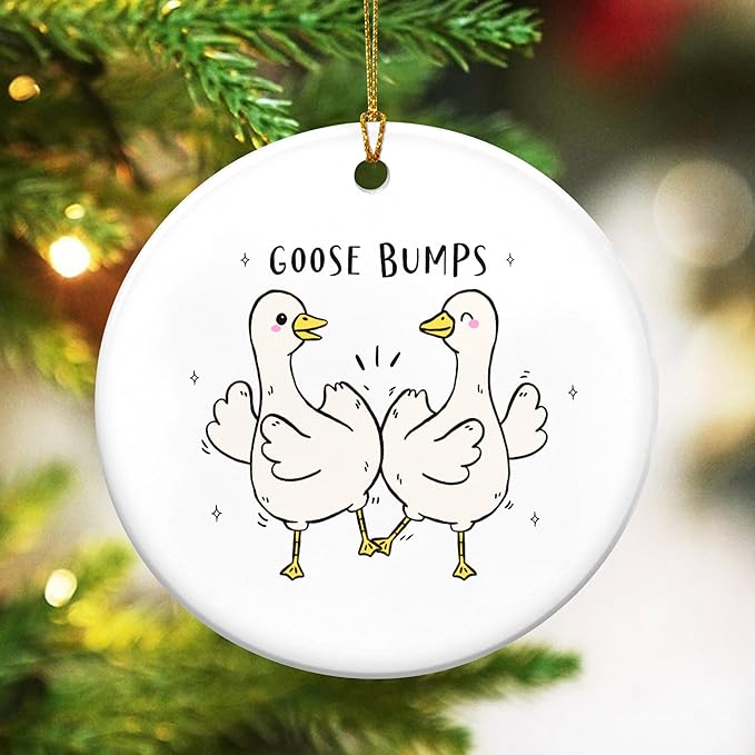TEEZWONDER Silly Goose Ornament Christmas Decorations - Ceramic Animal Christmas Ornaments - Silly Goose Gifts for Women Friends, Funny Secret Santa Gifts for Coworker, White Elephant Gift Ideas