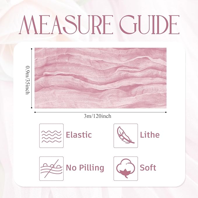 Wokceer Cheesecloth Table Runner 6Pack 10FT Blushing Pink Boho Gauze Christmas Cheese Cloth Table Runner for Party Long Rustic Sheer Table Runners for Baby Bridal Shower Wedding Easter Table