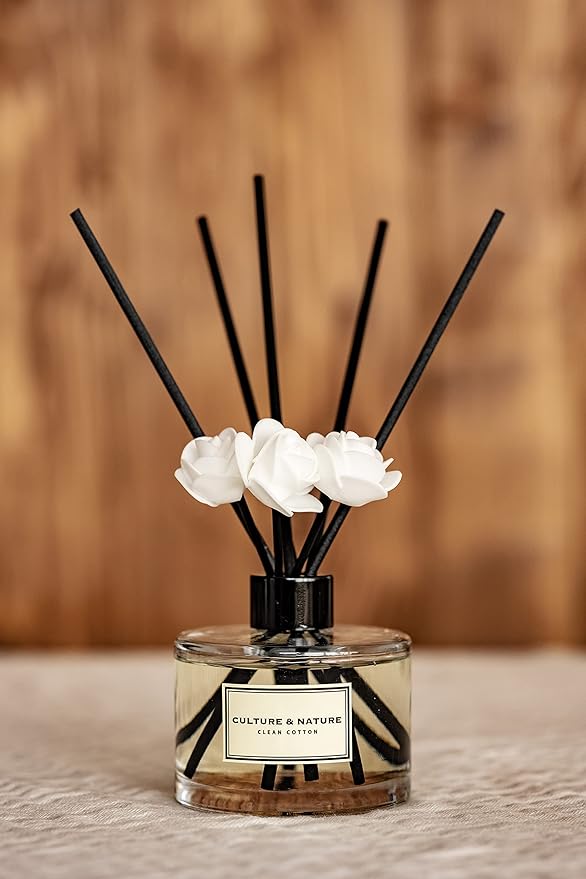 CULTURE & NATURE Reed Diffuser Set 6.7oz (200ml) Mango Mandarin Scented Diffuser with Sticks Home Fragrance Reed Diffuser for Bathroom Shelf Decor