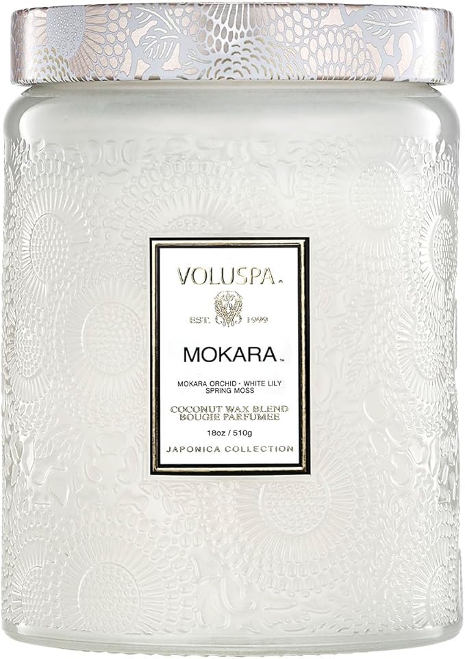 Voluspa Mokara Orchid Candle, 18 oz, Coconut Wax Blend, Scented Candles for Home, 100 Hour Burn Time, Candle Jars
