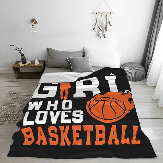 Basketball Throw Blanket Just A Girl Who Loves Basketball Decor Blanket Super Cozy Plush Lightweight Soft Plush Flannel Fleece Sports Blanket Gifts For Girls Boys Kids Women For Sofa Bed Couch 50"X60"
