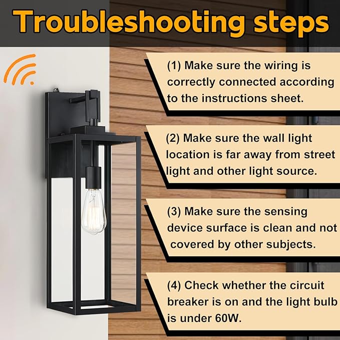 22 Inch Outdoor Wall Light Dusk to Dawn, Extra Large Wall Lantern for House Exterior Wall Sconce with Sensor, Photocell Porch Light for House Outside Garage Patio Lighting, E26 Socket, 1 Pack