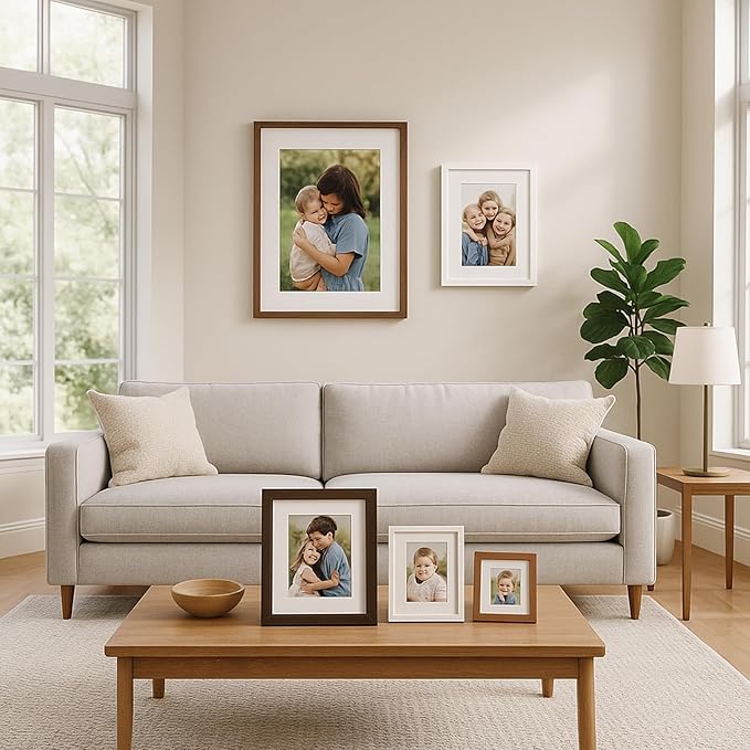 4x4 Oak Wood Picture Frame - 4"x4" Photo Frame, 4x4 Picture Frame Wood, Natural Solid Wooden Picture Frames for Wall Art Photo and Prints(3 Pack, White)