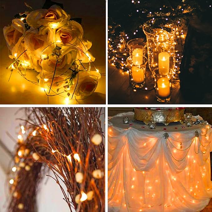 12 Pack Fairy Lights Battery Operated String Lights 7 Feet 20 Led Waterproof Christmas Lights Silver Wire Firefly Starry Moon Lights for Bedroom DIY Party Wedding Patio Christmas