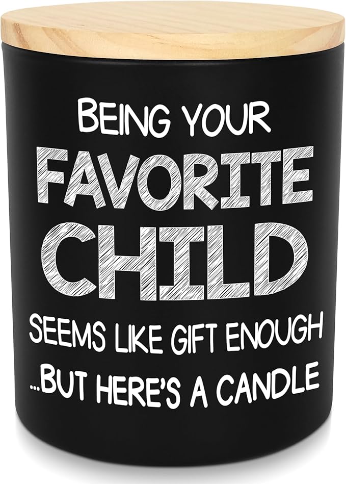 TEEZWONDER Christmas Birthday Gifts for Mom - Favorite Child Scented Candle Vanilla Lavender 10 oz - Mom Dad Birthday Gifts from Daughter Son, Grandma Grandpa Gift Ideas, Candle for Parents