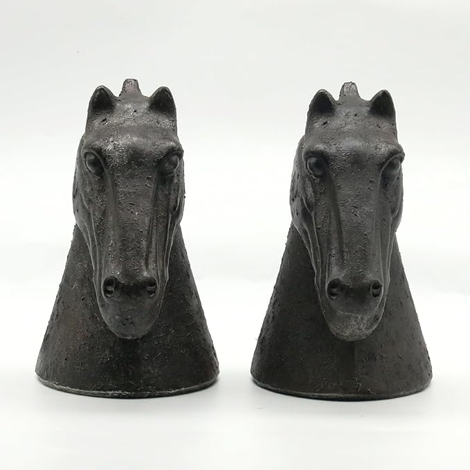 Lukitas Horse Head Decorative Bookends - Heavy Duty Non-Slip Book Holders, Modern Equestrian Ornaments for Office Home Bookshelf Decor, Black, Resin 7.5''