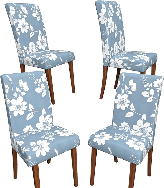Stretch Dining Chair Covers Set of 4,Floral Print Chair Covers,Soft Removable Washable,Pet Friendly Furniture Protector,Universal Chair Slipcovers for Home, Kitchen,Ceremony Dining Room Seat