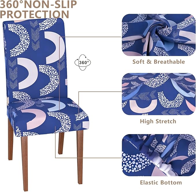 Stretch Dining Chair Covers Set of 4,Floral Print Chair Covers,Soft Removable Washable,Pet Friendly Furniture Protector,Universal Chair Slipcovers for Home, Kitchen,Ceremony Dining Room Seat