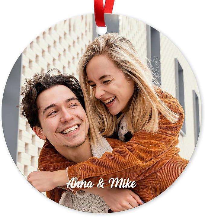 Christmas Ornament 2025, Personalized Christmas Tree Ornaments, Holiday Decor for Xmas Tree Velvet Pouch Included, Round ACM Ornament