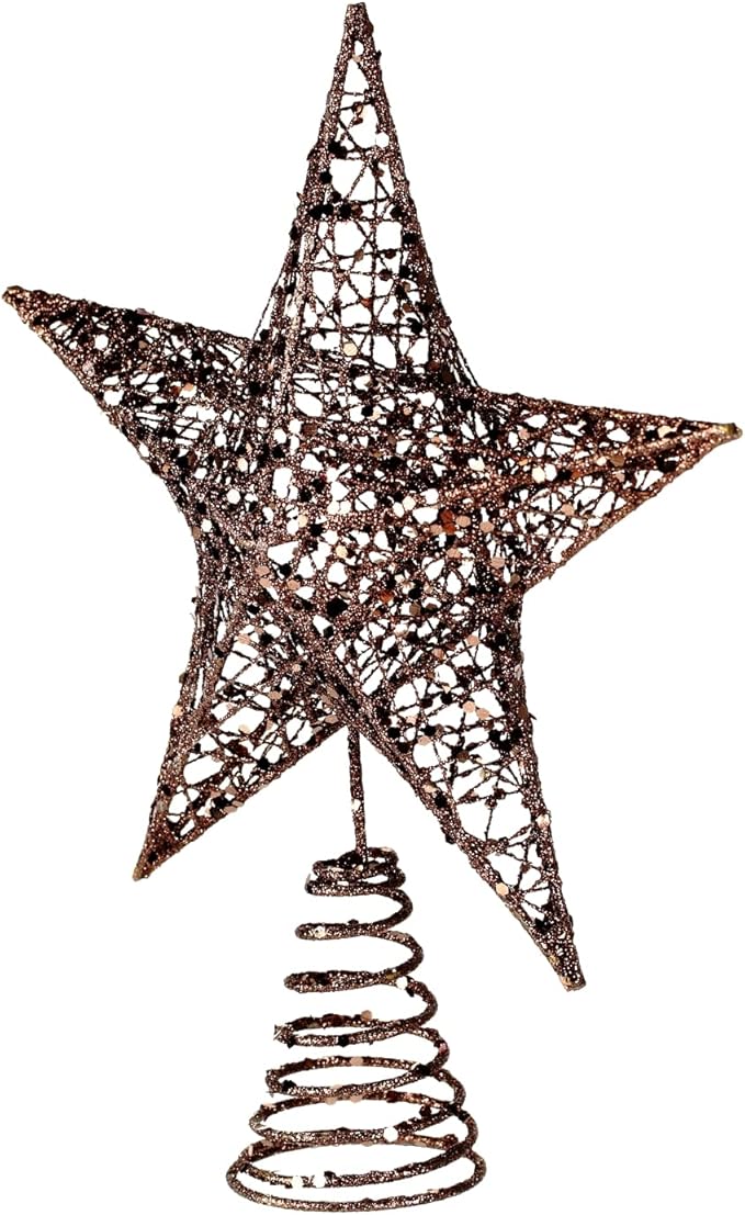 BinaryABC Christmas Tree Topper Star,Glittering Christmas Tree Decoration Ornaments,20cm (Coffee)